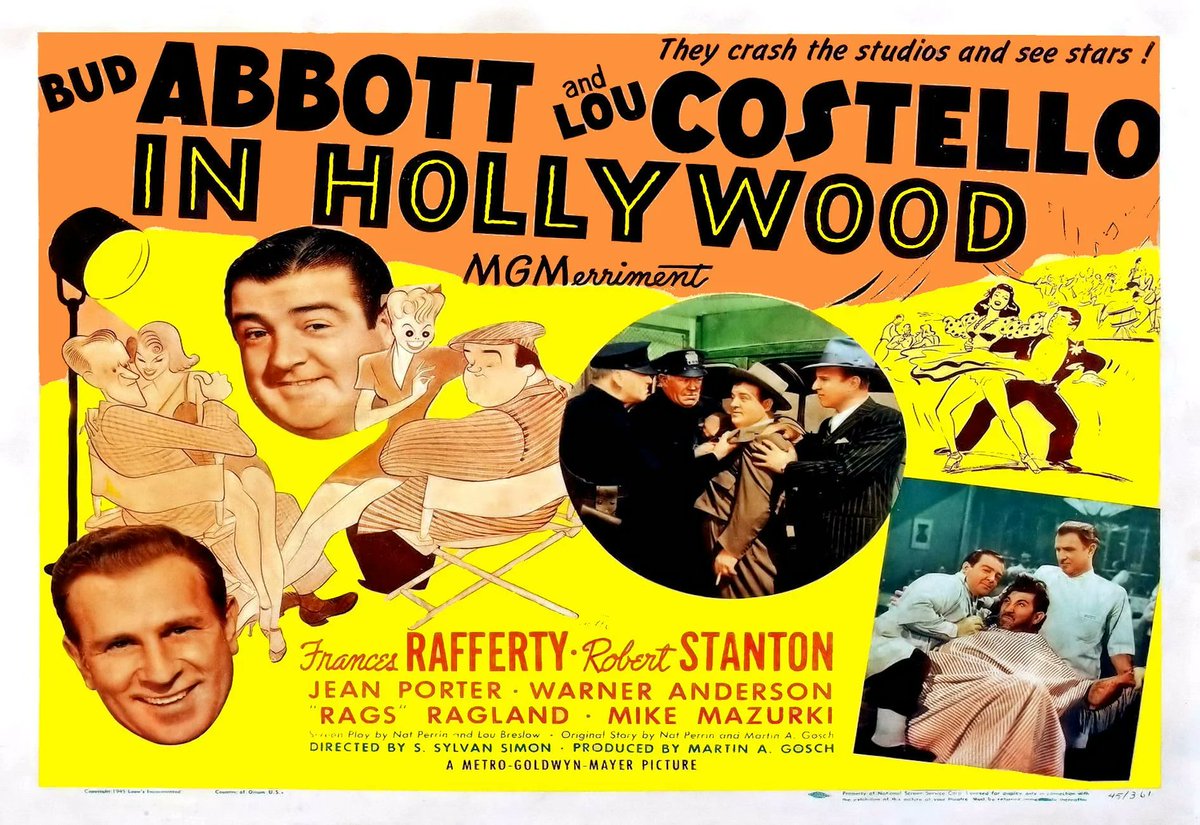 nathanrabin's tweet image. I&apos;m running an entry from The Fractured Mirror, my epic new book on movies about movies, every day. We start, alphabetically, with the very first film, 1945&apos;s Abbott and Costello in Hollywood. It, astonishingly, gets both more and less obscure from there. nathanrabin.com/happy-place/20…
