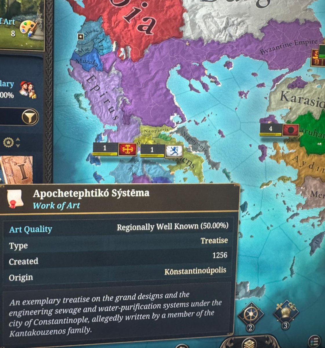 LinconOsiris2's tweet image. H Paradox εβαλε το πιο Ελληνικο easter egg που μπορουσε στο Europa Universalis V !
Achivment &quot;το αποχετευτικο συστημα στο Βυζαντιο&quot; !!!