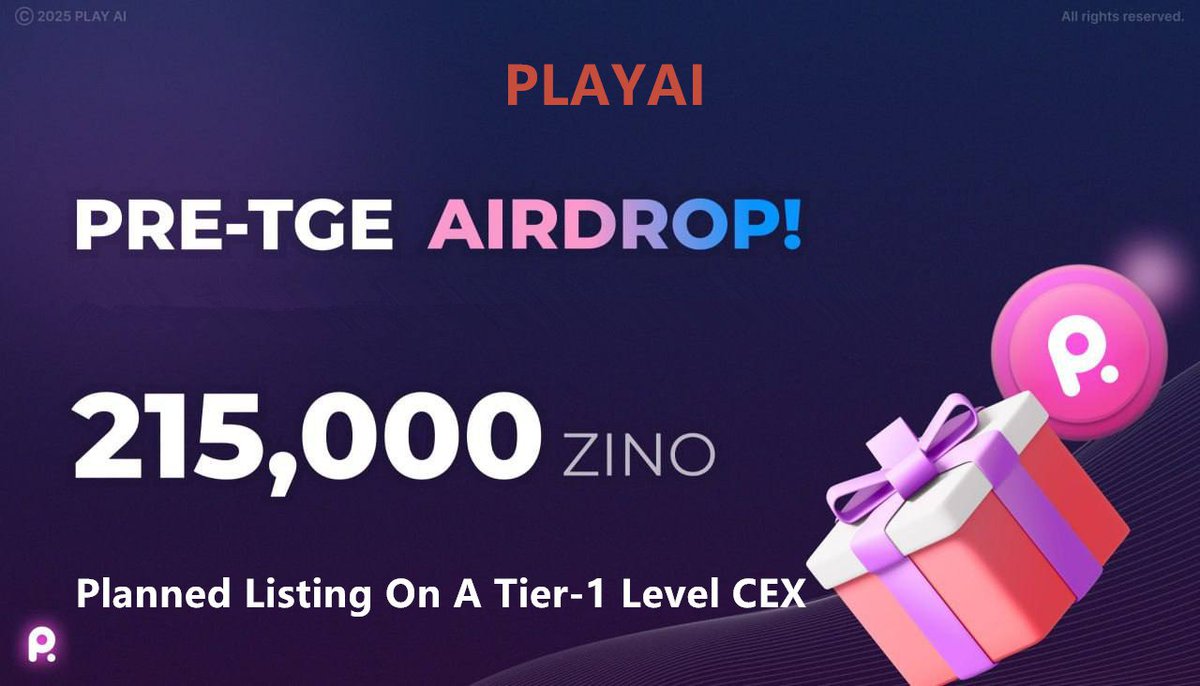 Our CEX Listing Airdrop Is Live! 

Join our official airdrop and have a chance to share 215,000 ZINO tokens as rewards!

Join Airdrop: t.me/PlayAITGEListi…

The airdrop rewards will be distributed to the winners around December 31th.

The top 100 referrals will each get more