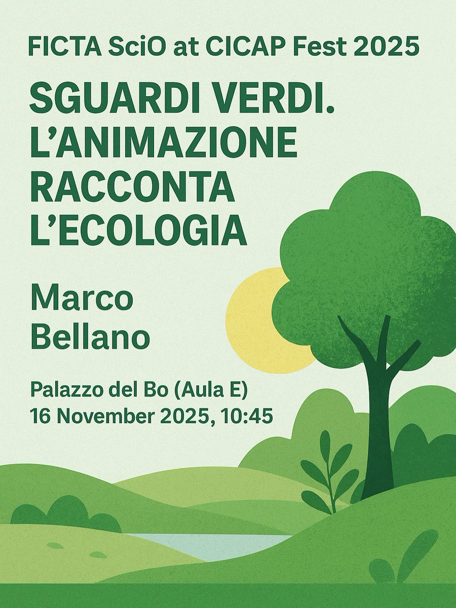🌿 FICTA SciO at CICAP Fest!

On 16 Nov, Marco Bellano presented “Sguardi verdi. L’animazione racconta l’ecologia”.

The talk explored the many ways animation has to reflect upon ecology, sustainability and our relationship with nature.