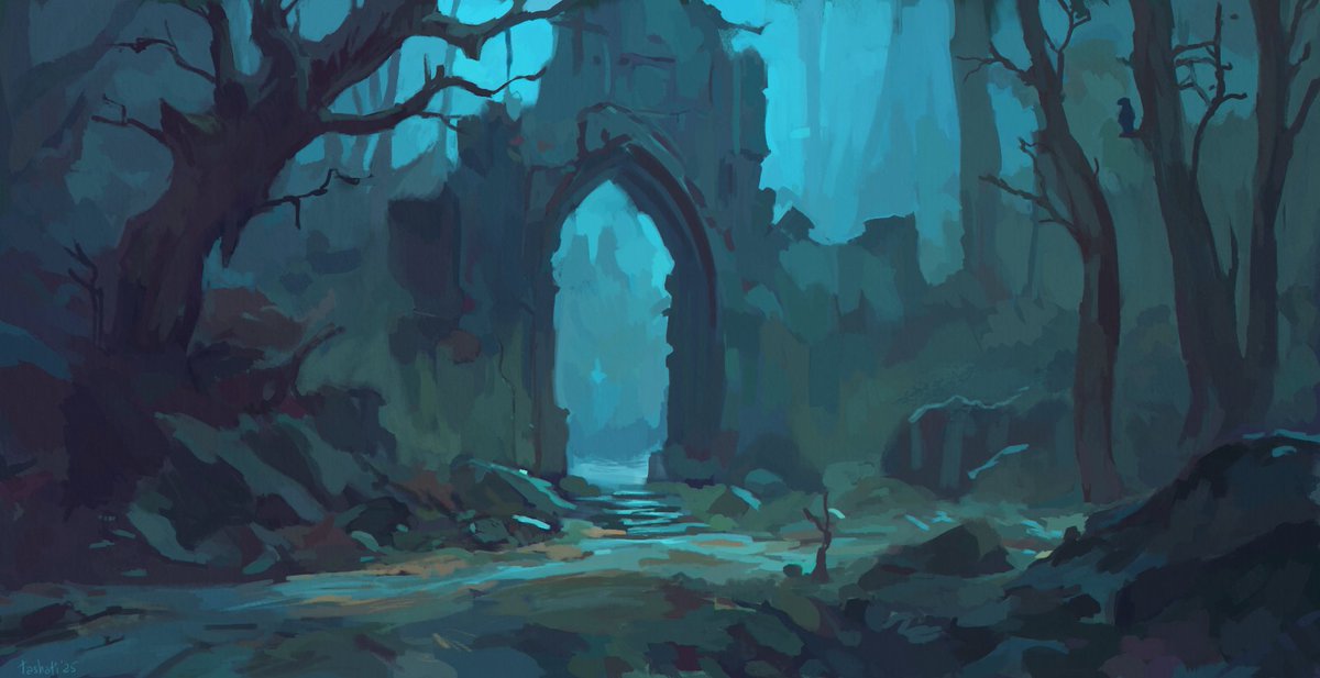 I definitely have a weakness for drawing ruins and gates. There’s just something about them… or maybe I’m just too lazy to draw proper architecture )

#EnvironmentSketch #2to1Art