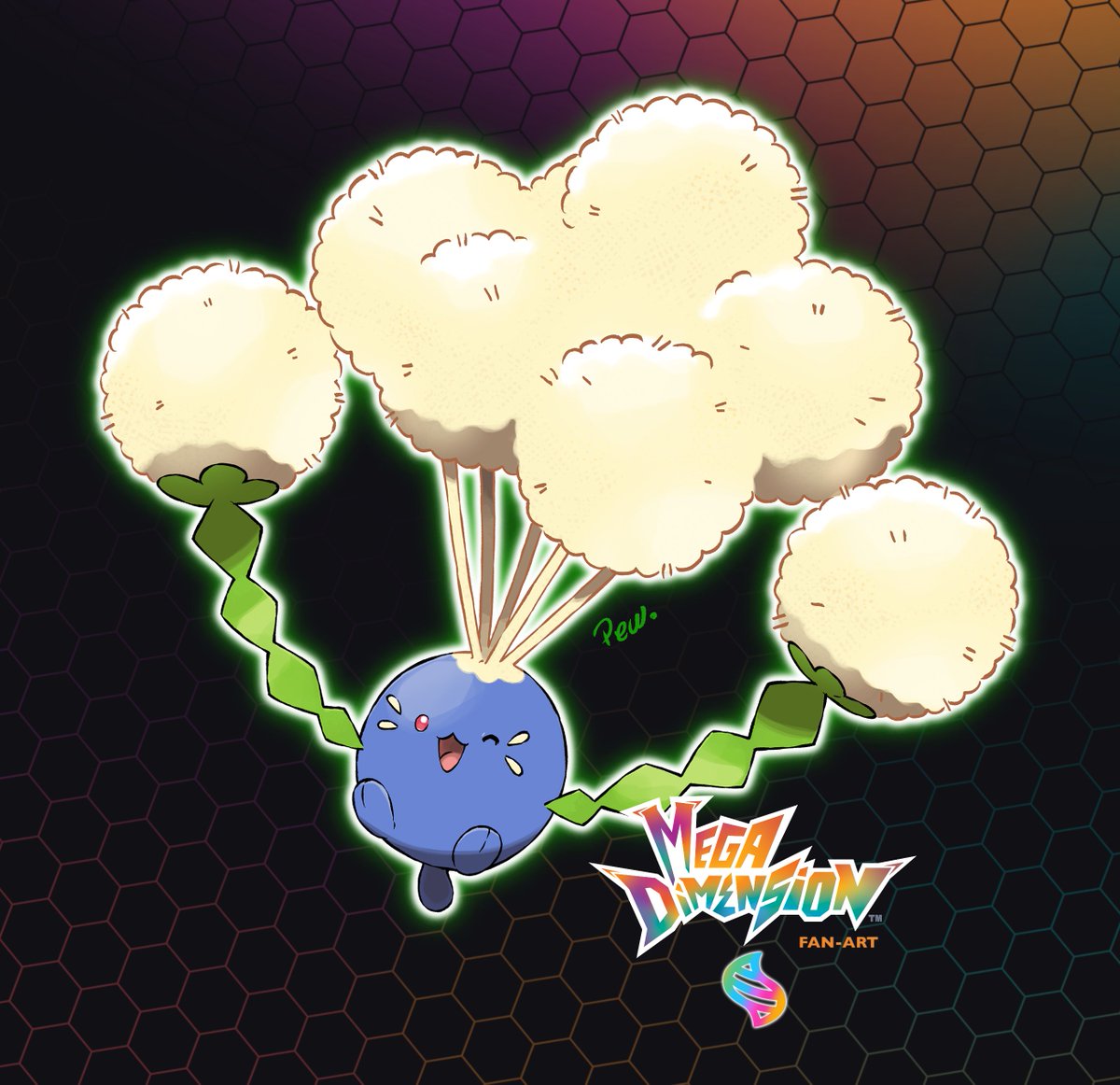 _Mega jumpluff(Grass/Flying)
_Cottonweed Pokemon
_
_During mega evolution Jumpluff's spores grow so fast it becomes impossible to control. The overwhelming amount of spores can leave an opponent sick for days after the battle.