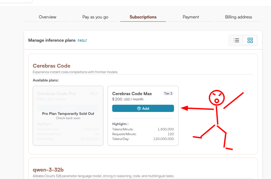 AriesTheCoder's tweet image. For a moment there @cerebras coding plans were available. Imagine that, @cerebras inference speed on a @FactoryAI harness. 

You could setup a orchestrator to iterate through some specs that you&apos;ve grounded up in Gemini and let GLM 4.6 loose on it at the speed of AI!
(spoiler…