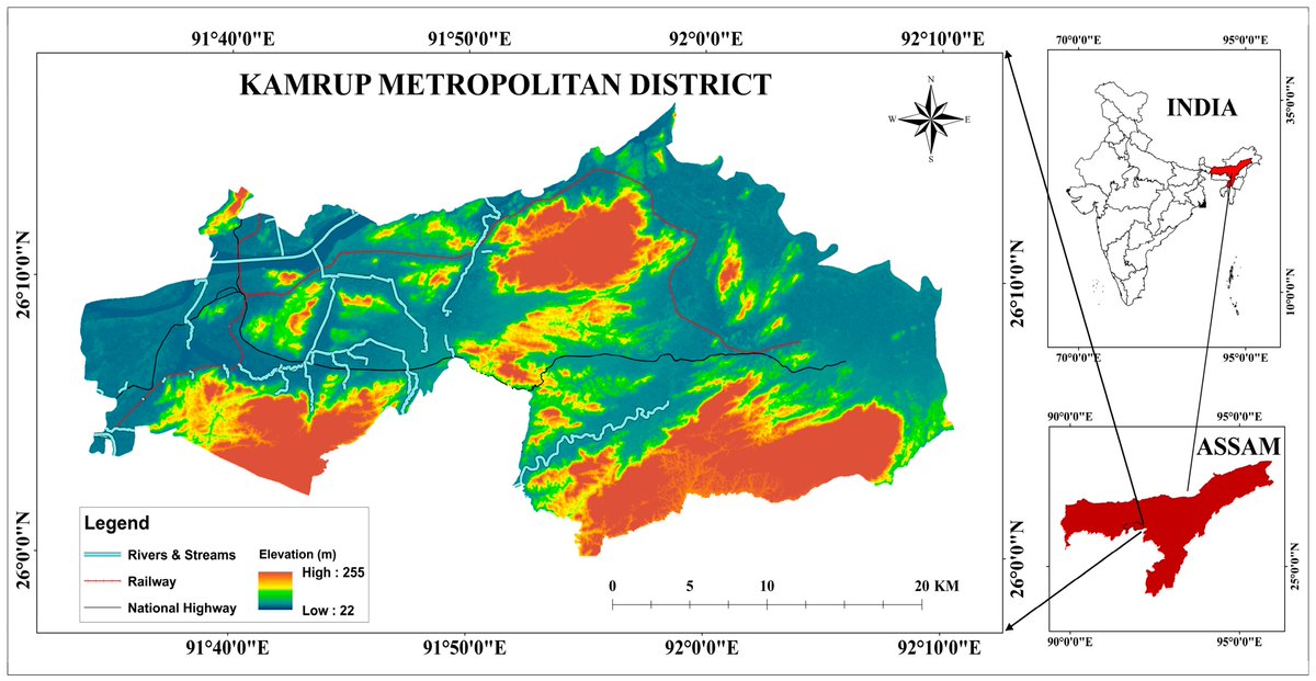 Projecting Urban Expansion by Analyzing Growth Patterns and Sustainable Planning Strategies—A Case Study of Kamrup Metropolitan, Assam, North-East India

✍ by Upasana Choudhury et al.
🖇️ Read full article: mdpi.com/2673-4834/5/2/9

#LULC #AHP #Shannon_entropy #landscape #land_use