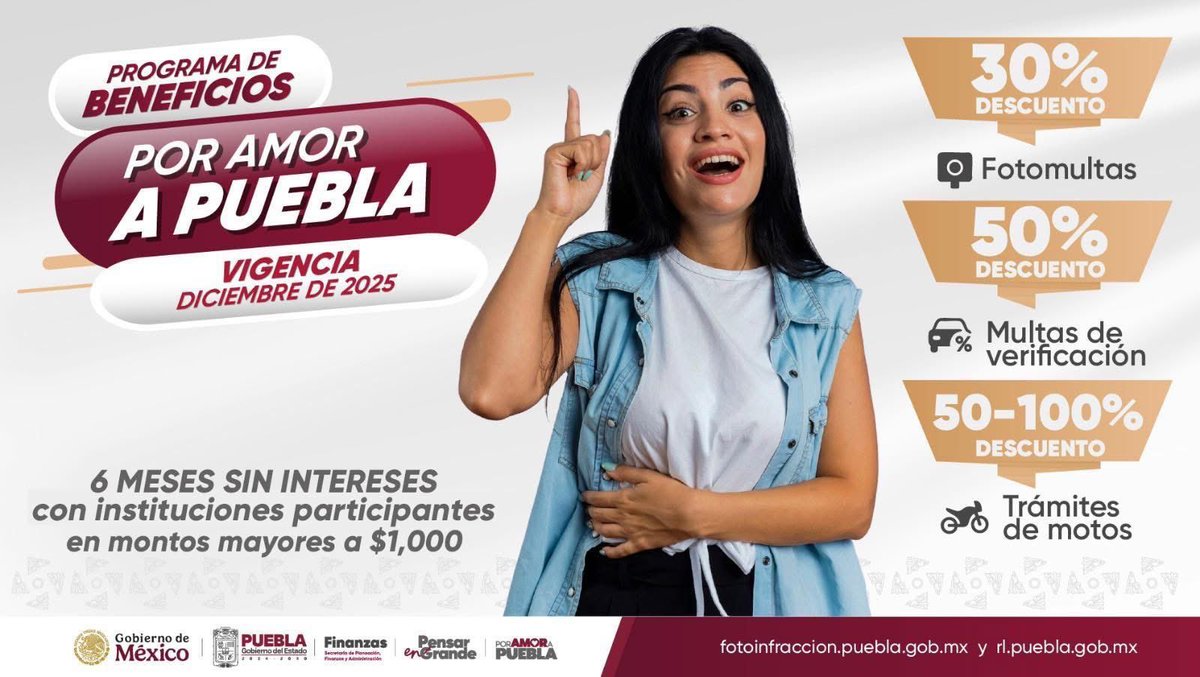 SICOMAmozoc's tweet image. #SICOMRegionales | 🚦¿Tienes multas pendientes?

Aprovecha el Programa de Beneficios #PorAmorAPuebla del y regularízate con descuentos hasta diciembre de 2025. 💸

📍 CIS Amozoc, Blvd. Cuauhtémoc S/N, Col. El Arenal.
#PensarEnGrande