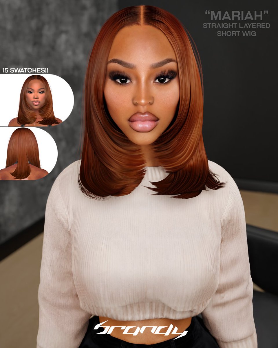 itsbrandysims's tweet image. &quot;MARIAH&quot; straight layered short wig, out now! link in the bio😎😍 #sims4hair #blacksimmer