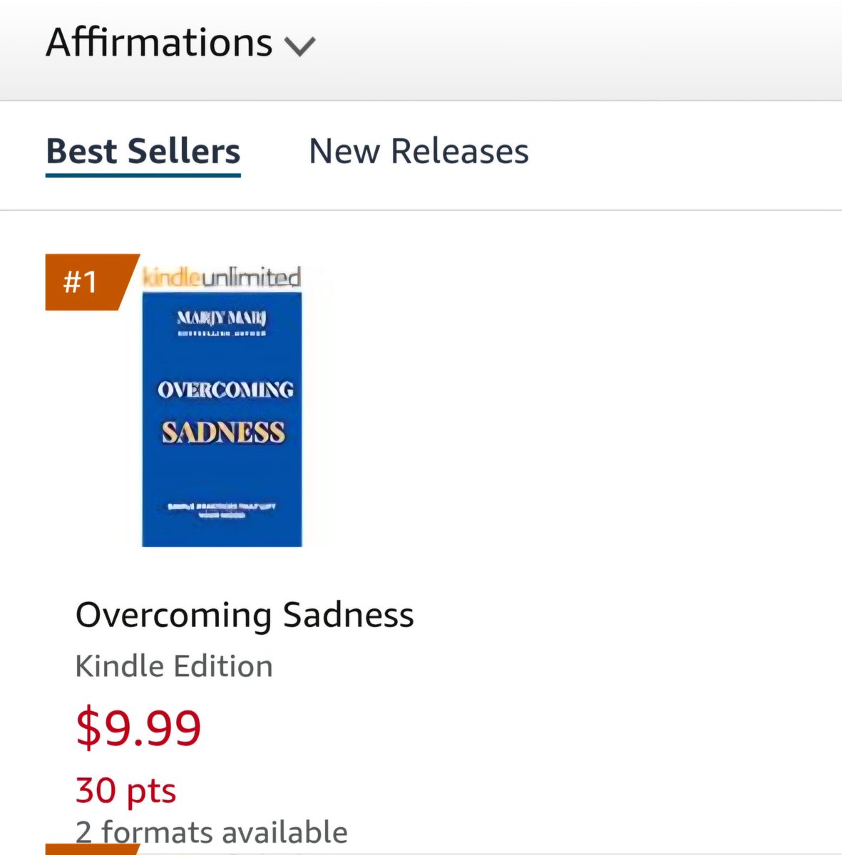 ThisMarjyMarj's tweet image. Another #1 bestseller! Thank you.

#OvercomingSadness #newbook #selfhelp