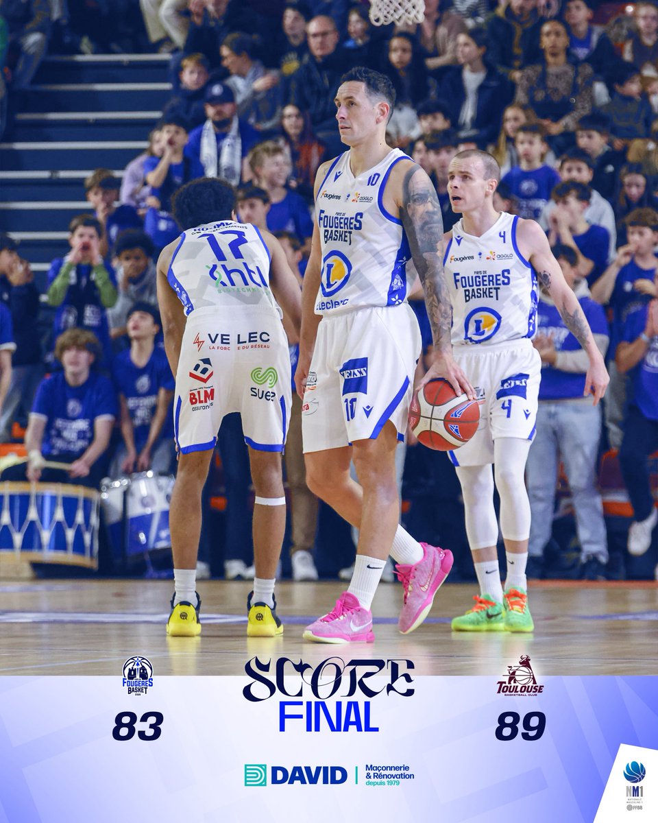 𝑺𝑪𝑶𝑹𝑬 𝑭𝑰𝑵𝑨𝑳 🏀

Une deuxième mi-temps difficile aura eu raison de nos Blues Brothers ce soir face à Toulouse 😪

Place à la trêve avant le début des matchs retours qui débuteront par 2 déplacements à Chartres et Val de Seine ✌🏼

👉🏼 Présenté par David Construction