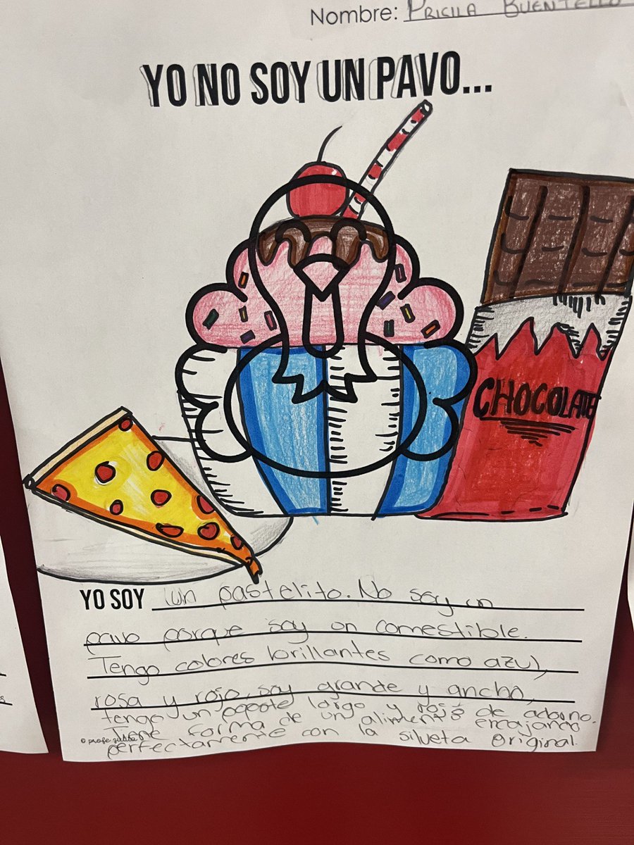 Elisabeth13's tweet image. Spanish classes @Terry_Rangers had great fun disguising their turkeys so they don&apos;t get eaten!  These kids are so creative and artistic - and check out that language production coming from level 1!  🌟😍🦃#langchat