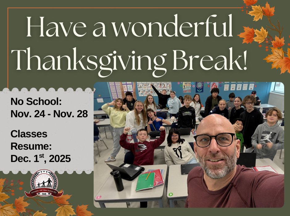 🍂Have a wonderful Thanksgiving Break: November 24-28 🍁
Buildings and Offices Closed: November 27-28
Classes Resume: December 1st ✏️