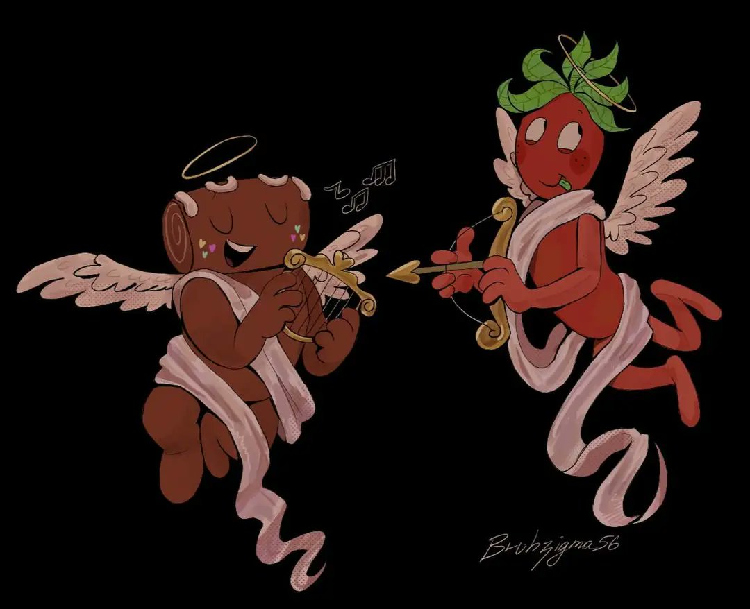 bruhsigma56's tweet image. drawing them as cupids was a really fun idea hehe. 
#dandysworld #fruitcake