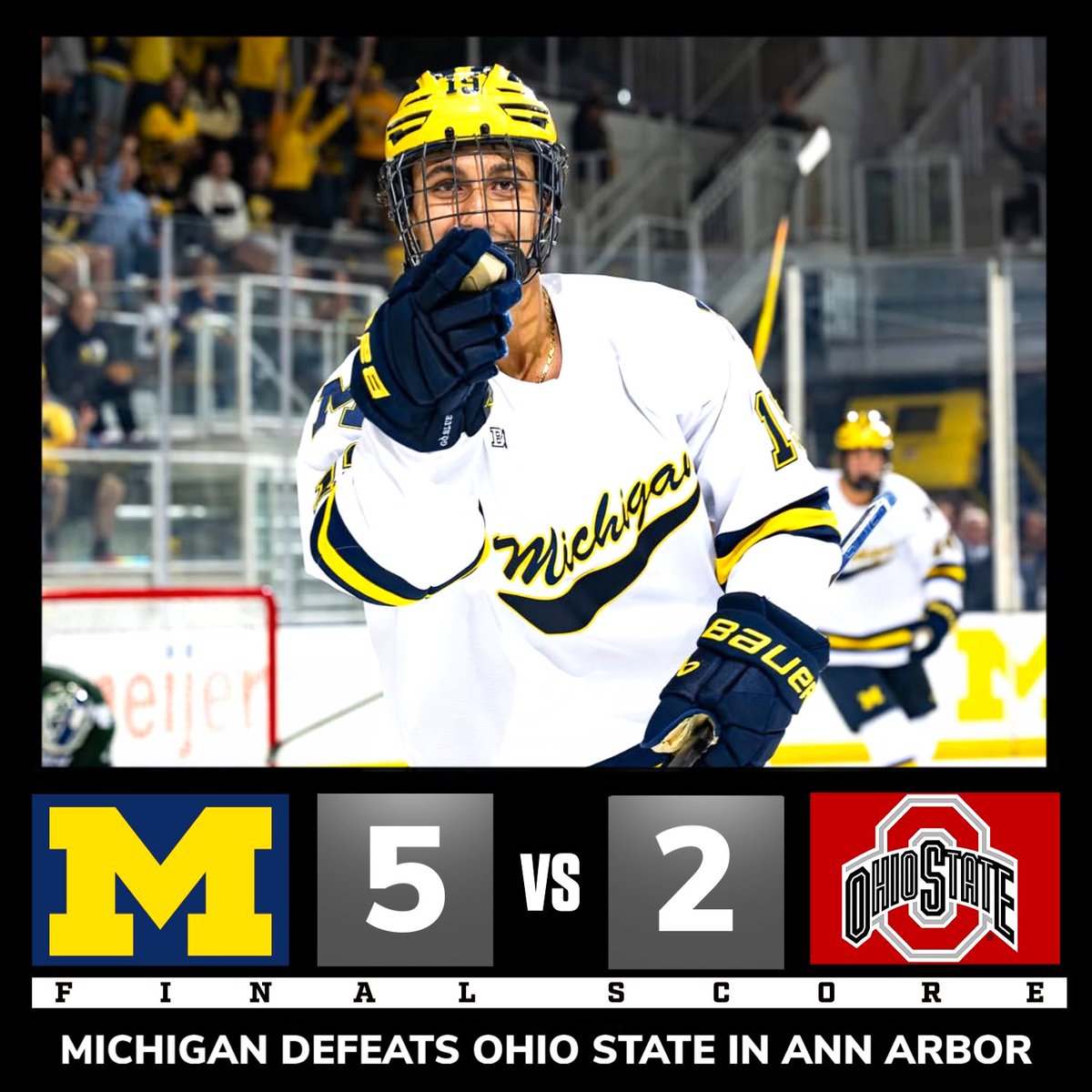 uofmcoverage's tweet image. Michigan Hockey takes down Ohio State 5-2 in Ann Arbor! 〽️ #GoBlue
