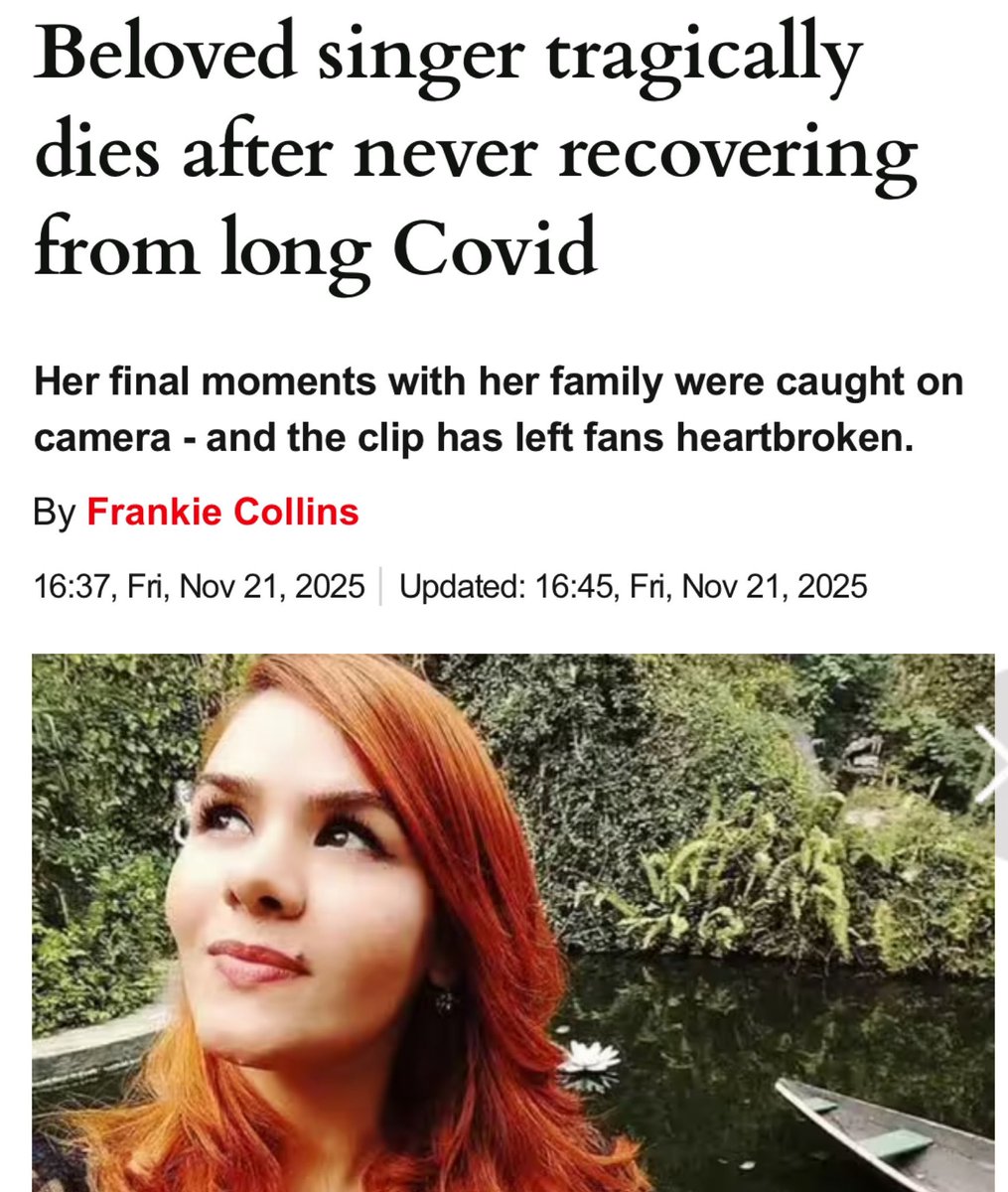 acrossthemersey's tweet image. Brazilian singer, Eva Rodrigues Praia Walkey, passed away after battling LongCOVID for 5 years while her husband played guitar and sang to her and their young son.  

She gave birth, was repeatedly hospitalized over the 5 years, and just couldn’t recover.
express.co.uk/celebrity-news…