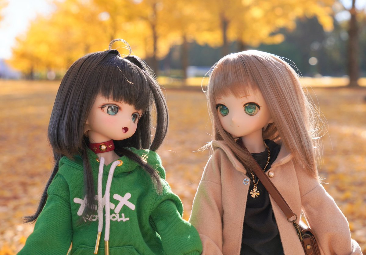 アヒージョさんちの るかちゃんとイチョウを見にきました(*´ω｀*)