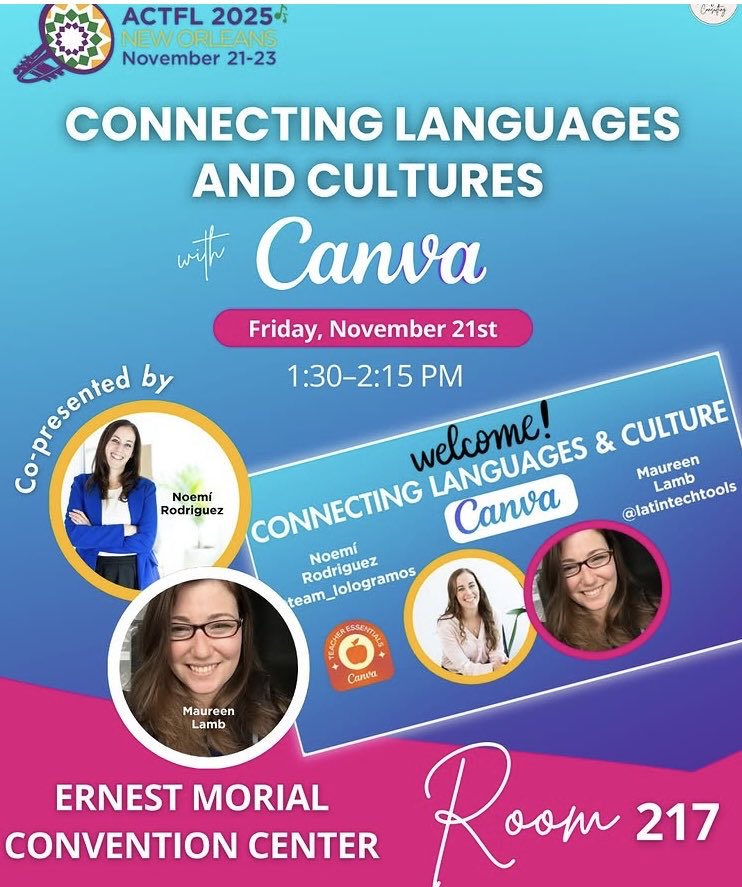 My #NCLG colleague Maureen Lamb is presenting at ACTFL ! Check it out and tell her Katie says Salve!