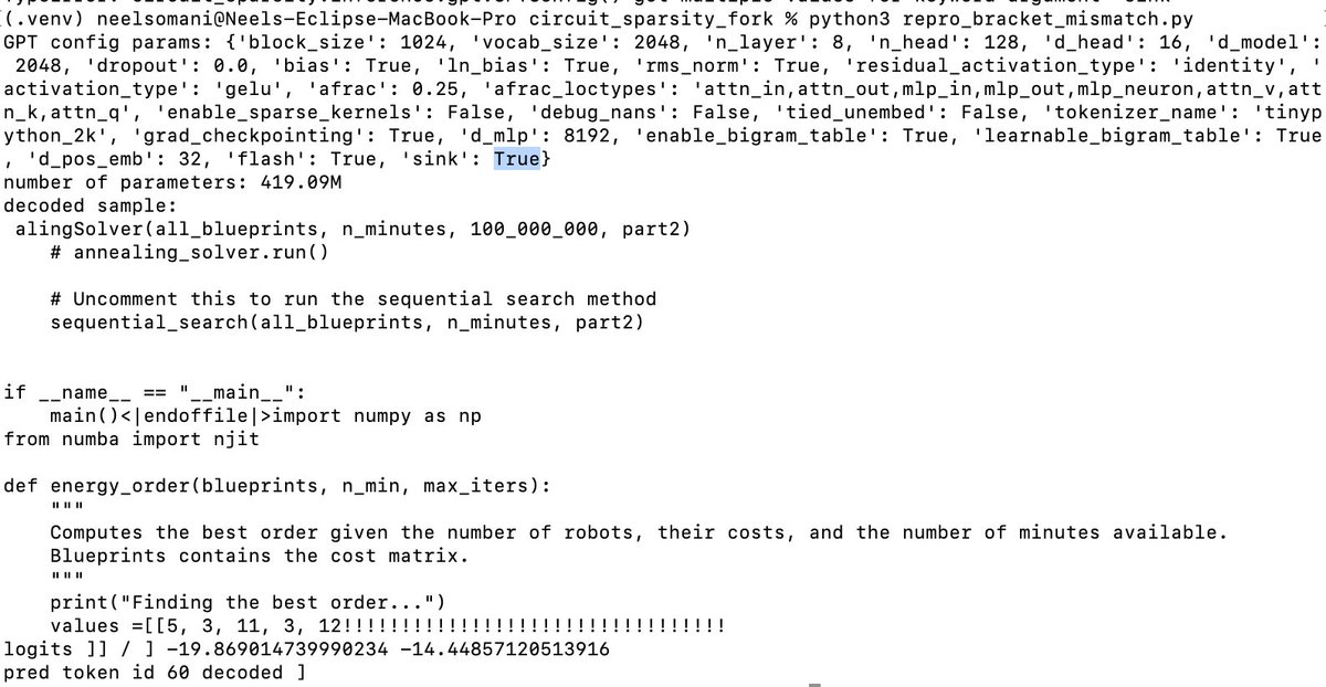 neelsomani's tweet image. Yes, here are all of my params. The script should repro identically if you run it in the root of a fresh clone: