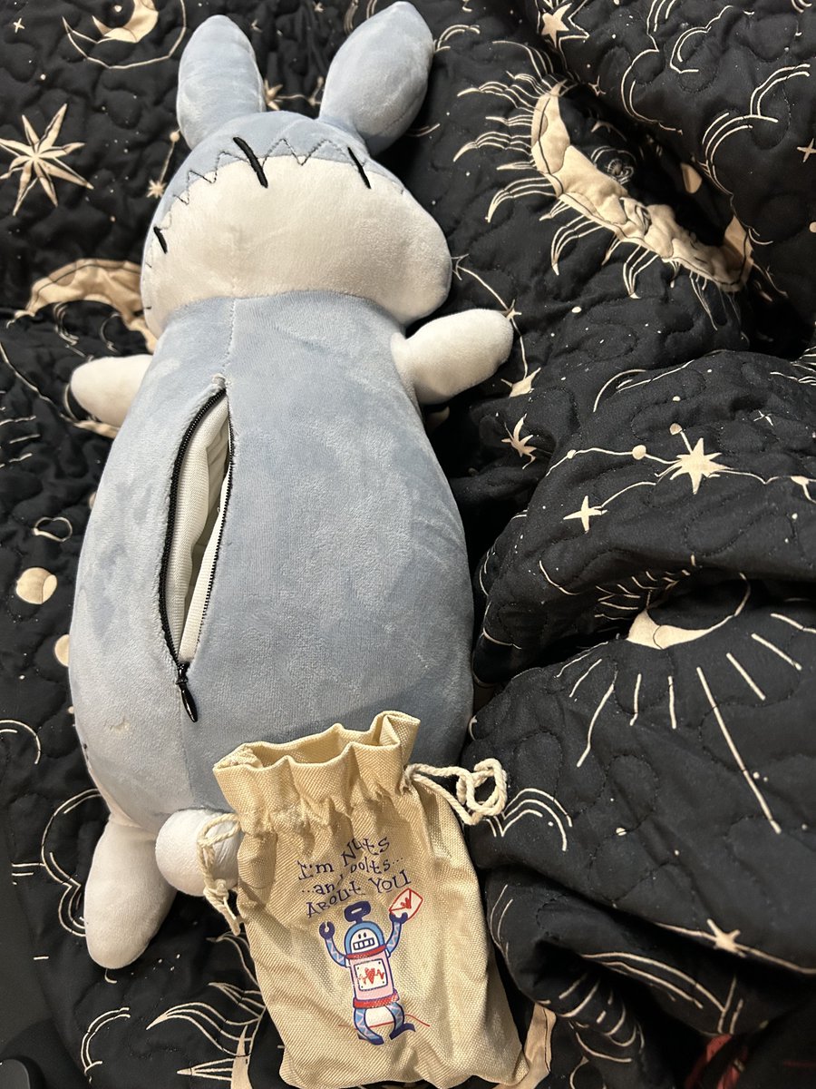 nat24668's tweet image. Trying to starve out a flu, medicine, insomnia all spazzed me out yesterday 🥴 Today, as the song goes, I’ve become so nuuuumb 🎶 Signing off early to rest and kick this darn thing once and for all. With my stress fighter. I keep lavender in the bag inside. #PlushieDreadfuls