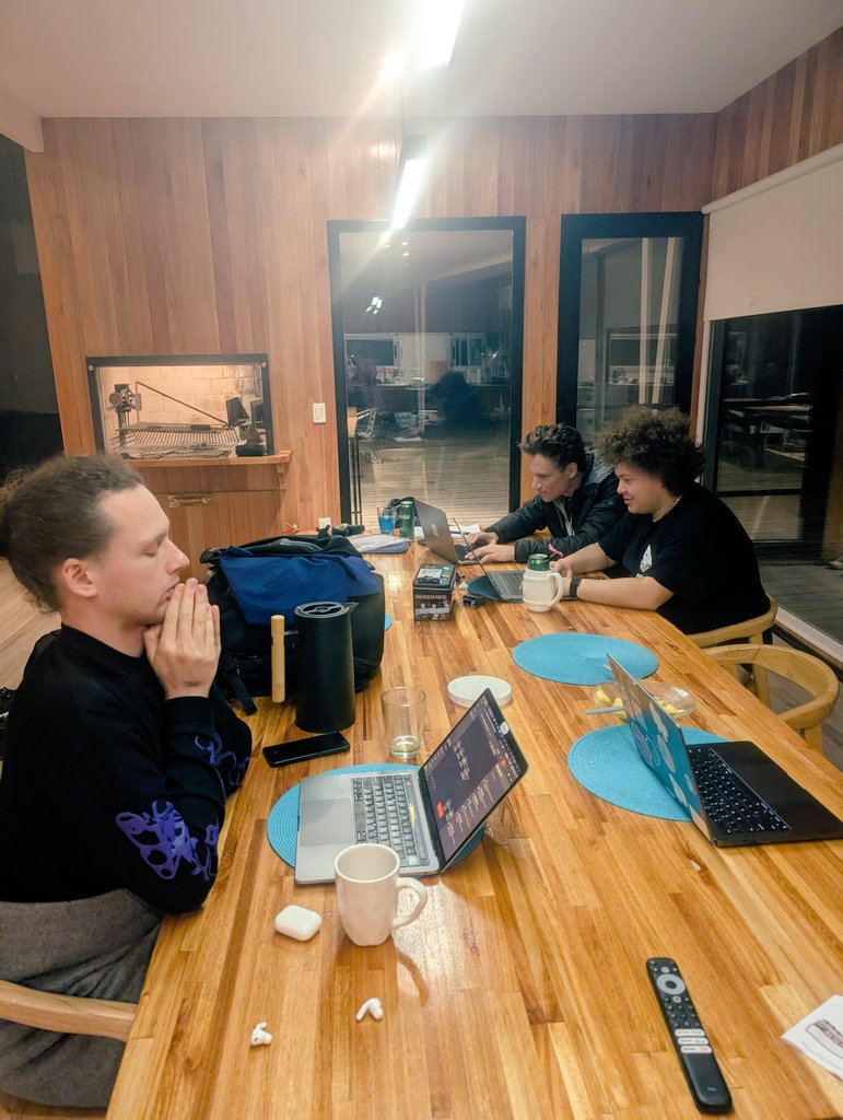 "Flagship over, time to decompress on a lakeside company retreat"

<a href="/joinwebzero/">WebZero</a> devs locked in at midnight: