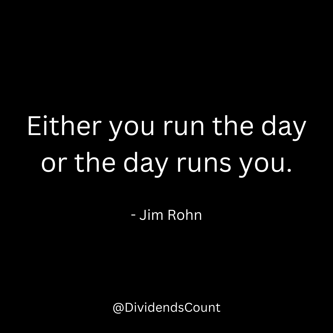 DividendsCount's tweet photo. Every day you have the opportunity to take control of the day.

You won't manage it every day, but the more often you are in control, the more often you will be able to take control the next day.

Life is easier when you are running your day. https://t.co/jDOzBQqo81