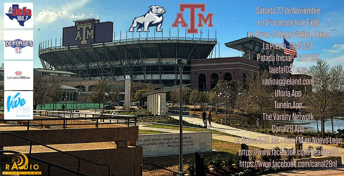 los_aggies's tweet image. Los esperamos mañana temprano @AggieFootball  vs @SamfordFootball por @lajefa1027fm @radionuevoleon la @12thMan app @varsitynetwrk @Learfield @sec #Football #Español #GigEm #BTHOSamford @pedluna @canal28nl