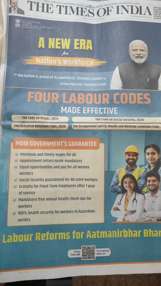 bsajith1's tweet image. Gratuity for all  after one year is a big change... #newlabourcode