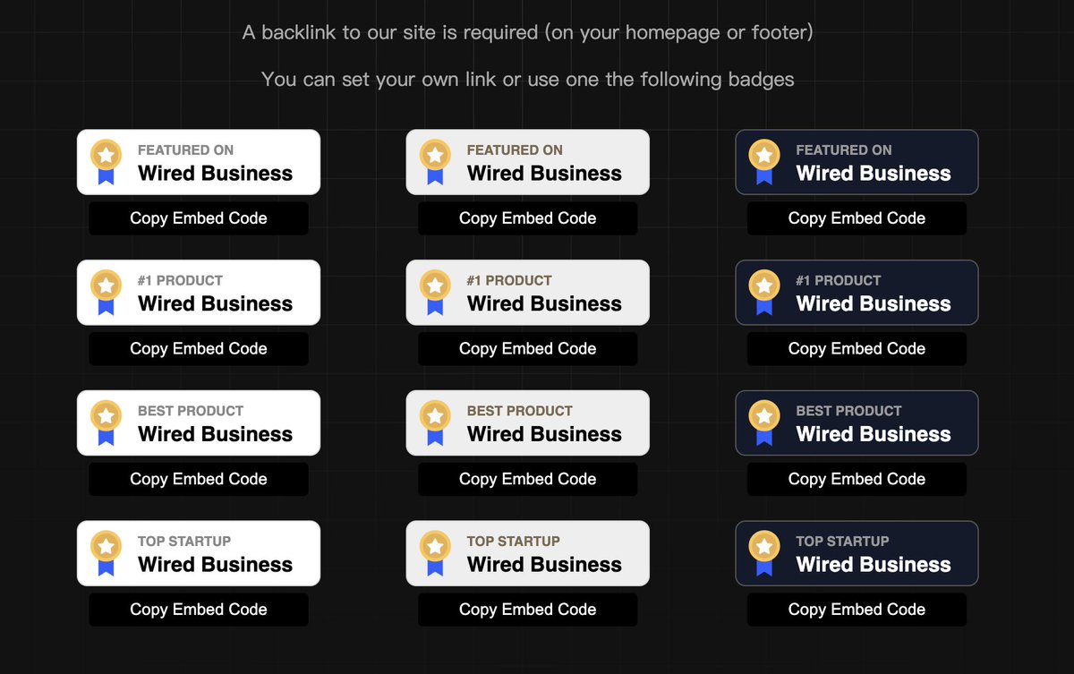 AI導航站早期拉DR的方法在使用免費提交時，要求創建者的網站提供反向鏈接製作一個Featured標識，可以讓客戶嵌入在Footer中這種做法很容易換到很多反向鏈接

當然，你的網站也可以先手動提交一部分，把DR做到20+
這樣就可以啟動起來