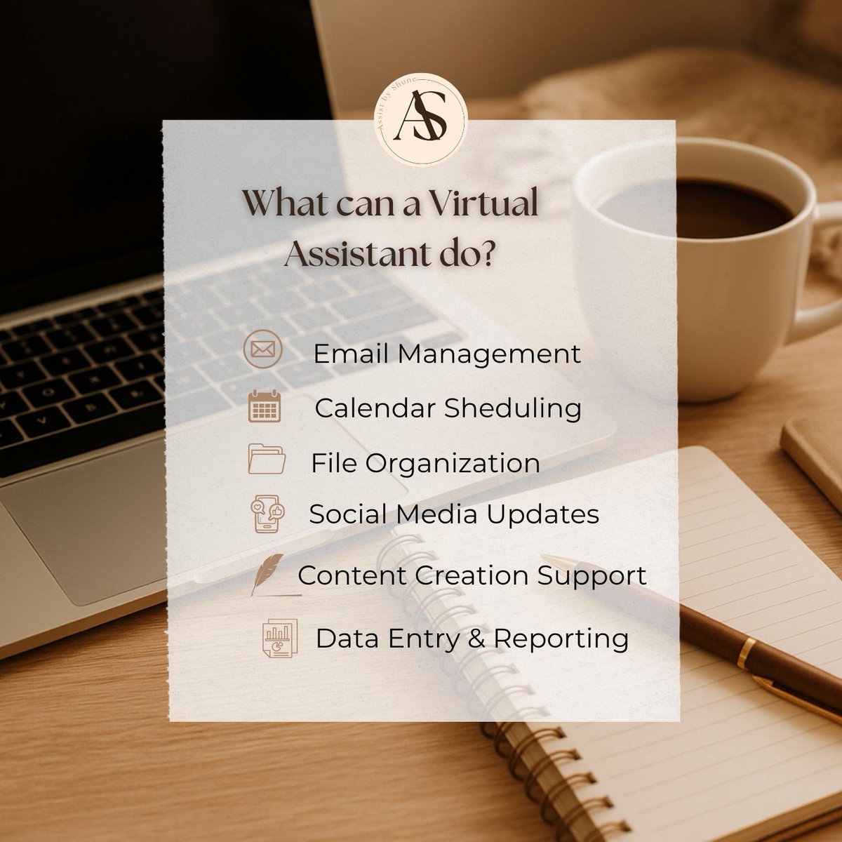 ShuneNicole's tweet image. If you’ve ever thought: I need help… but I don’t know WHAT to outsource.
Here are tasks VAs handle every day:
✧ Admin + Email
✧ Scheduling
✧ Data &amp;amp; Docs
✧ Simple Social Media
Small help → Big results.

Save + Follow

 #WhatIsAVA #BusinessHelp #VAExplained #delegatetasks📝