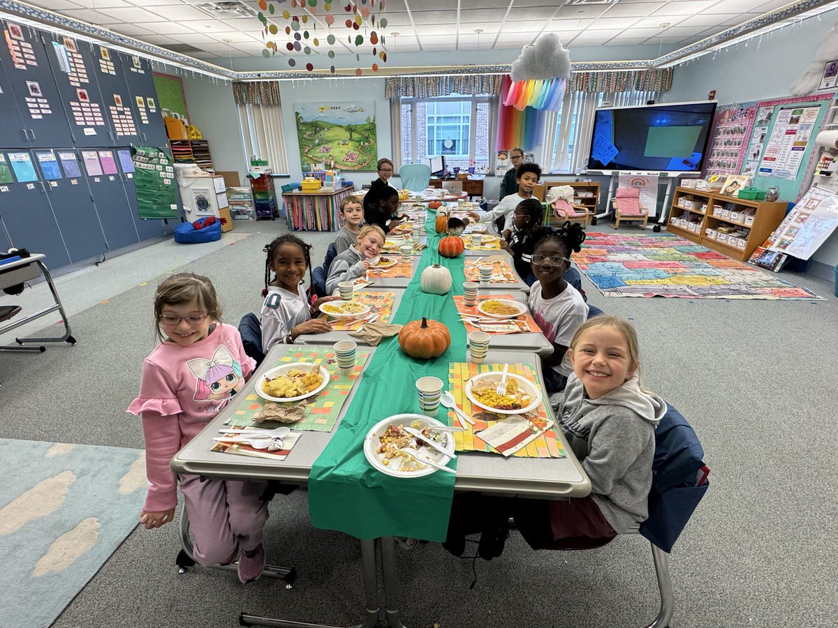 Second graders enjoyed their very own Thanksgiving feast today at school!