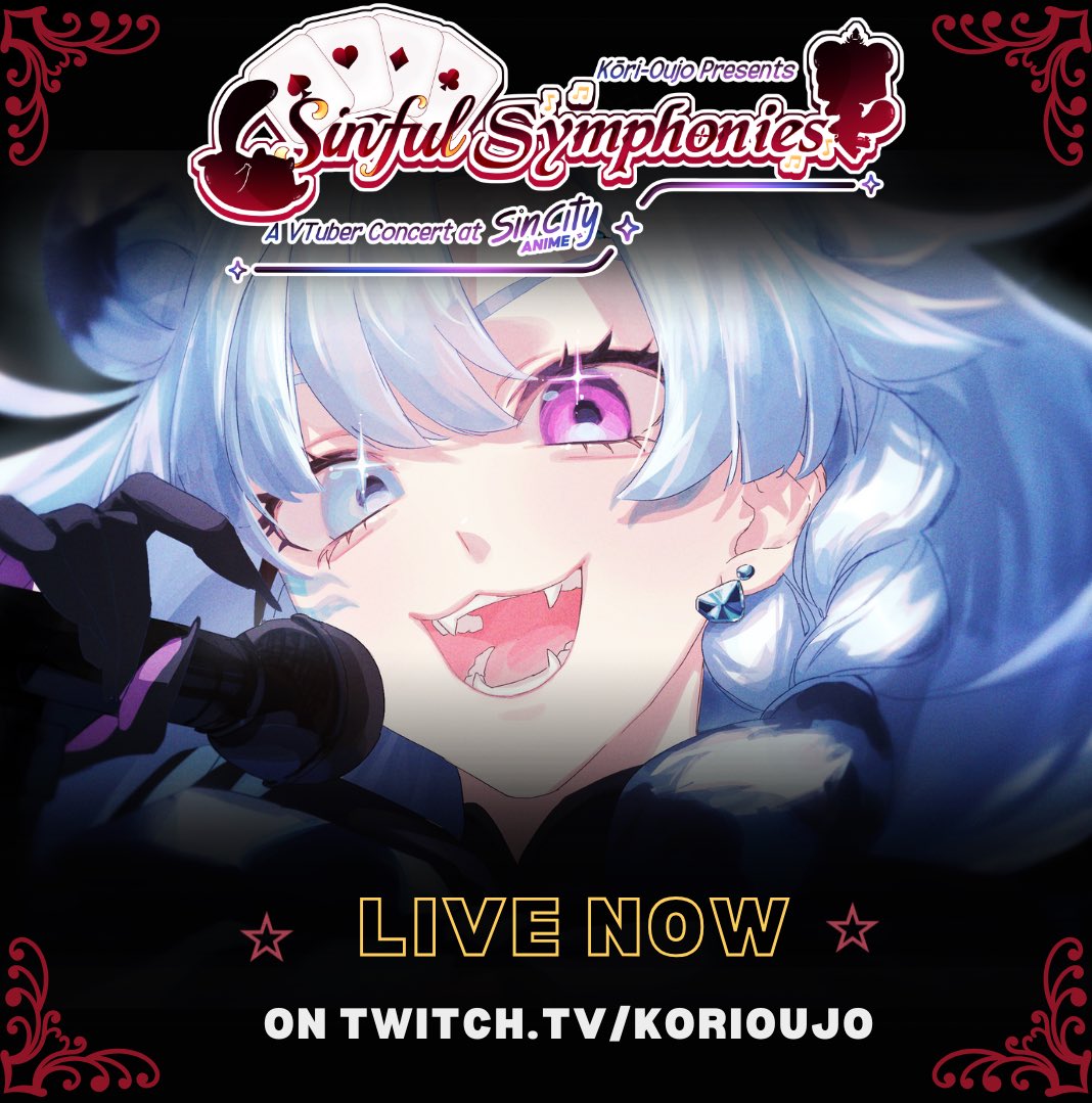 🔴LIVE NOW🔴
🎶Kōri’s Sinful Symphonies Concert🎶

Come watch myself &amp; 70+ VTubers perform! 

Join us on: twitch.tv/korioujo 🍧🦝