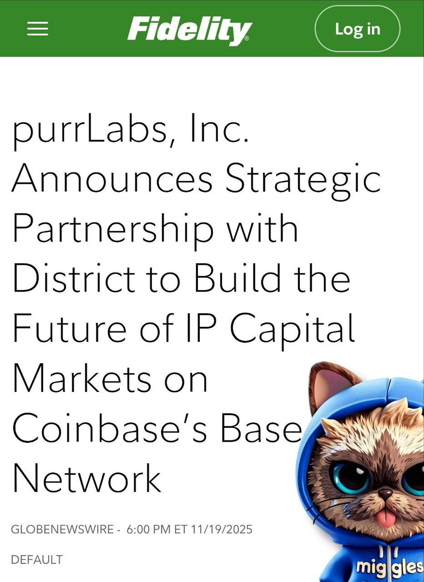 MrMigglesOnBase's tweet image. Make sure to check the migglish article featured on @Fidelity about the future of IP Capital Markets 😼🌐

🔗fidelity.com/news/article/d…

Here you can find details about our latest partnership between @purrLabs and @districtxyz and how it will enable onboarding for the next wave of…
