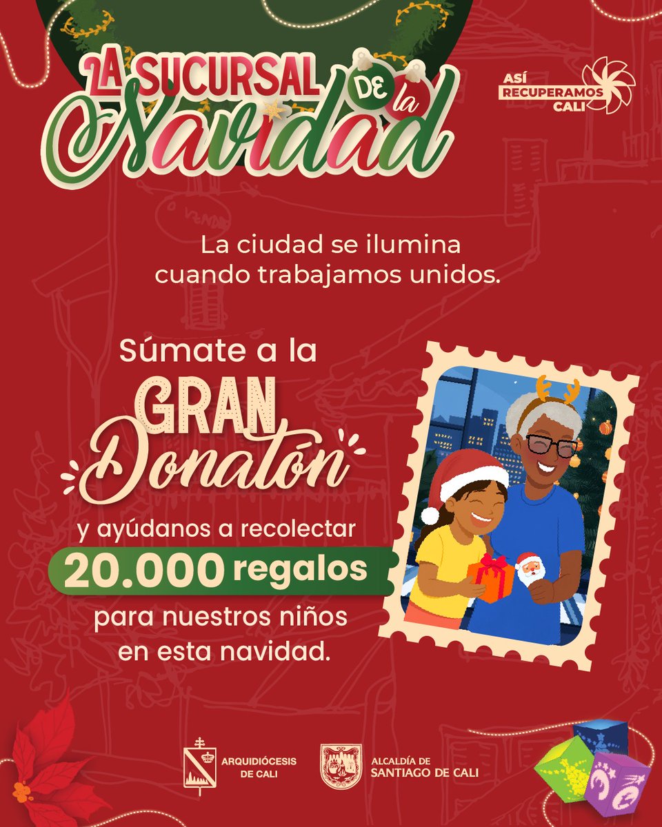 Educacion_Cali's tweet image. En Cali, cuando nos unimos, pasan cosas grandes. 💛🎄

Este diciembre queremos lograr una de ellas: que ningún niño se quede sin regalo. 🎁 Por eso la @Arqui_Cali y la @AlcaldiaDeCali te invitan a sumarte a la Gran Donatón. Buscamos recolectar 20.000 regalos.