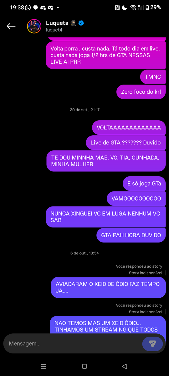 Gabriel_Ezn's tweet photo. Foram 6 anos de amor e ódio, hj em dia não tenho mas cabeça e nem paciência com essa cidade. Conseguiram oque queriam staff. Parabéns 💩.
Não assisto mas RP da grota e nem rp enquanto n sair dessa merda de cidade. DESANIMEI https://t.co/sA7ZebpbjX