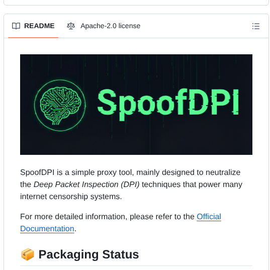 tom_doerr's tweet image. Bypasses Deep Packet Inspection censorship

github.com/xvzc/SpoofDPI/
