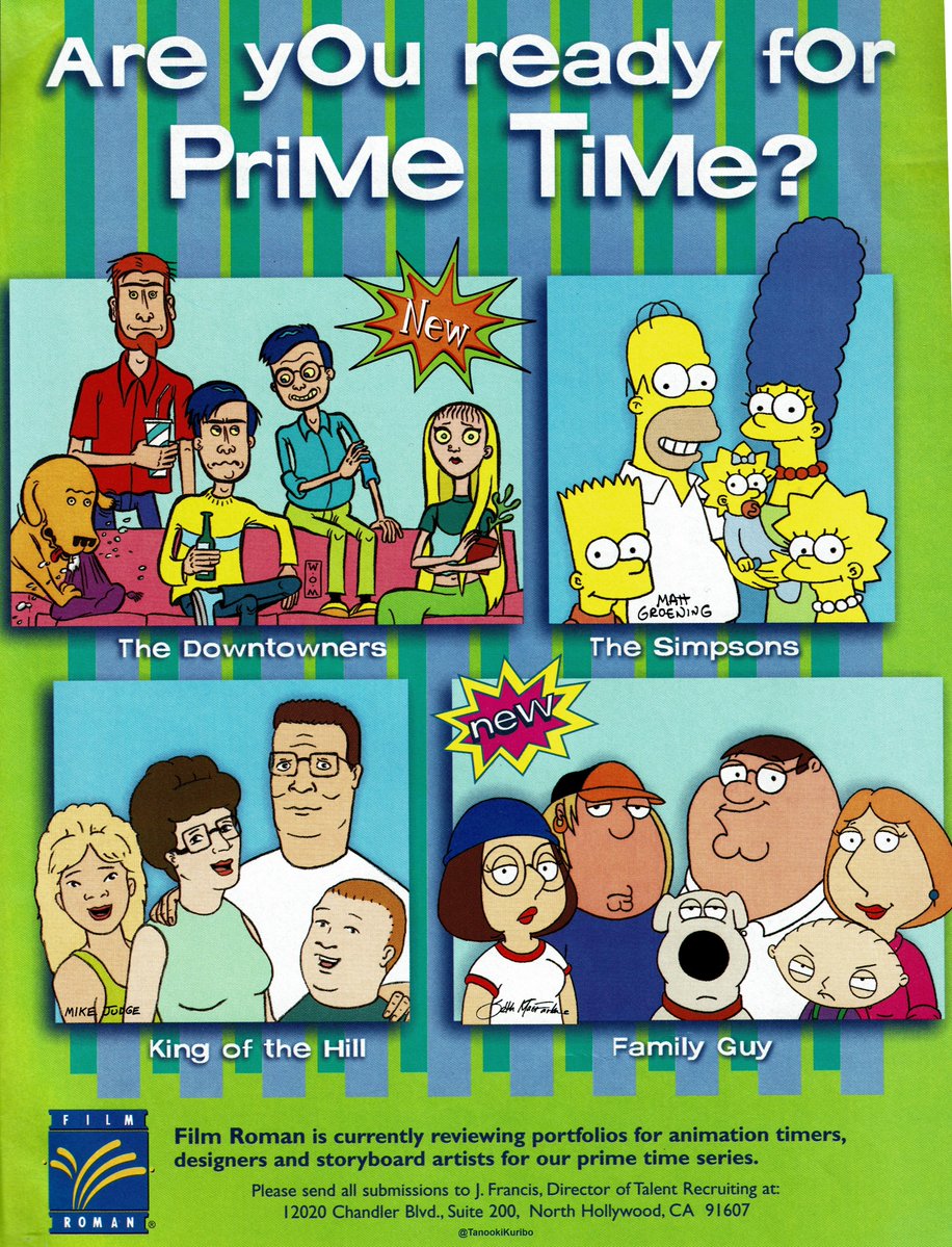 TanookiKuribo's tweet image. For no reason, here&apos;s a high-res scan of a Film Roman trade ad from 1999.