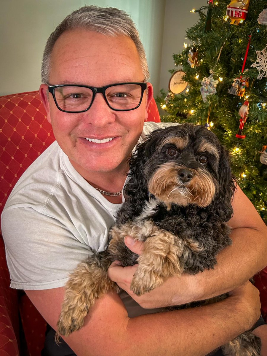 I made it 48 years and 4 months before prescription glasses finally caught up with me. Picked them up today and of course Hershey insisted on being in the photo.