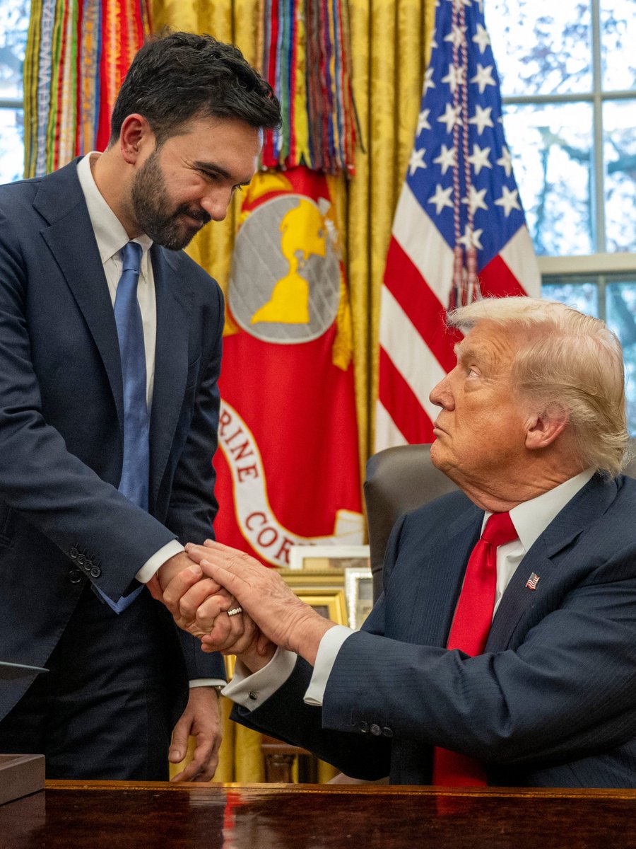 esquire's tweet image. President Trump and New York City Mayor-elect #ZohranMamdani finally came face-to-face at the White House.

After a closed-door meeting, the pair were surprisingly cordial while responding to questions from the press.

“We agree on a lot more than I would have thought,” Trump…