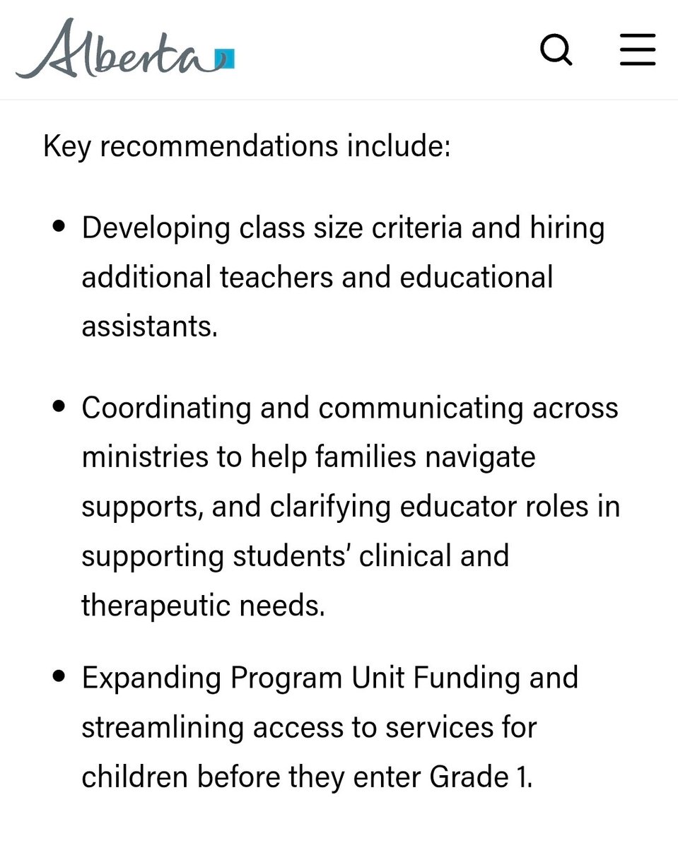 The key recommendations are to undo the damage the UCP has caused.

The UCP cut PUF funding. 
The UCP school funding model led to the elimination of partnerships with speech, OT, and PT. 
The UCP lowest per-student funding and lack of infrastructure led to ballooning class sizes.
