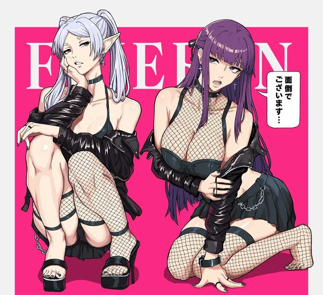 Anxxmanga's tweet image. Goth Frieren and Fern