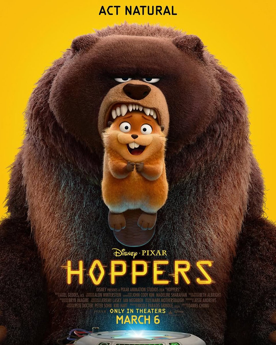 ultratrailers's tweet photo. "Hoppers" animal adventure comedy animation 2026 poster
A 19-year-old animal lover uses technology that places her consciousness into a robotic beaver to uncover mysteries within the animal world beyond her imagination.
#hoppers #animation2026 https://t.co/a8lAyVPlVw