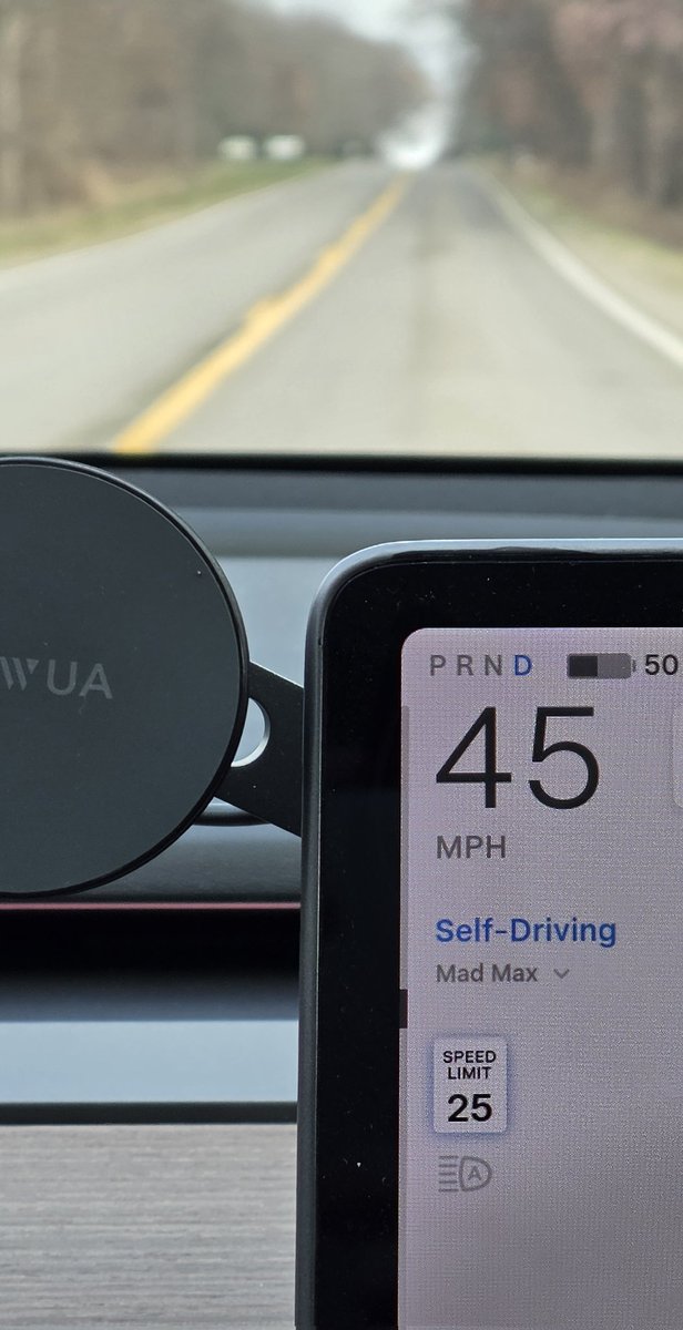 DirtyTesLa's tweet image. FSD 14.2 speed profiles have definitely been dialed back. They don't drive as fast. 

Unfortunately this means on this 55mph road that the car thinks is 25mph, the car won't stay closer to 55mph in mad max like it did in 14.1.x