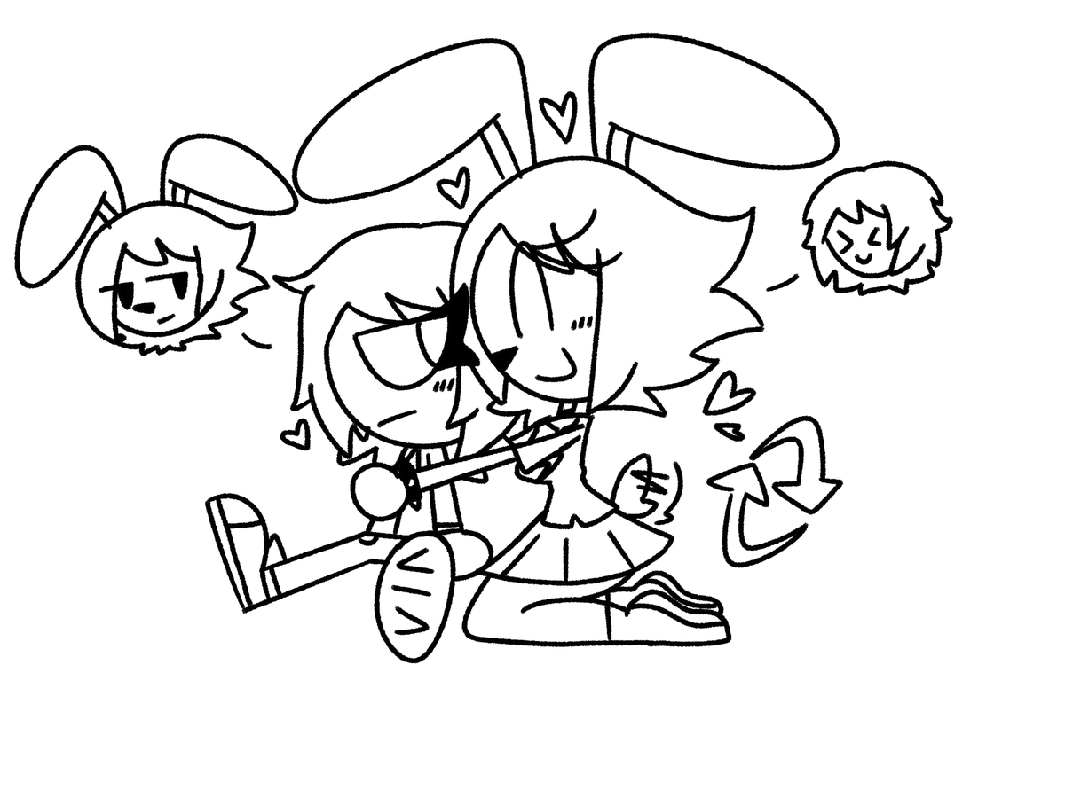 Little doodles I made for <a href="/IronicMonarch/">ironicmonarch</a> a very long time ago! Just a cute lil' body swap between silly Jake and tough Layla ^^