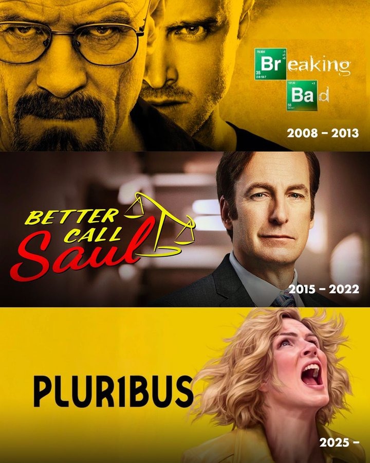 dailypop__'s tweet image. Vince Gilligan revient sur l&apos;élaboration de ‘PLURIBUS’ et comment il a présenté le projet quand les dirigeants n&apos;arrêtaient pas de demander « Qu’est-ce qui vient après Breaking Bad ? » :

« Aujourd’hui on vit dans un monde où tout repose sur des franchises établies, le plus sûr…