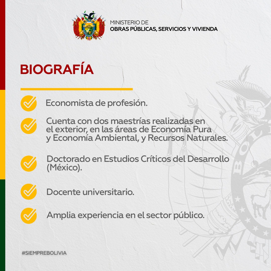 Presentamos a Joshua Alfredo Bellot Sáenz, nuevo Viceministro de Vivienda y Urbanismo. Es economista de profesión, cuenta con dos maestrías en Economía Pura y en Economía Ambiental y Recursos Naturales. Además, se desempeña como docente universitario.