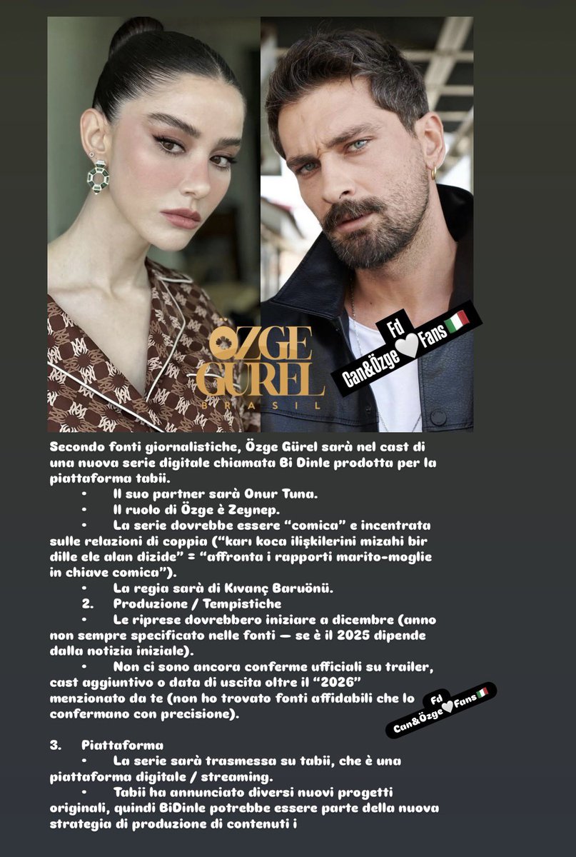 Nuovo progetto per la nostra Principessa 🤍🍀 serie basata sulla comicità restiamo in Attesa in Italia il nostro sostegno sincero sempre per te #Bidnle #ÖzgeGürel <a href="/ozgecangurel/">Özge Gürel</a> i dettagli in Foto