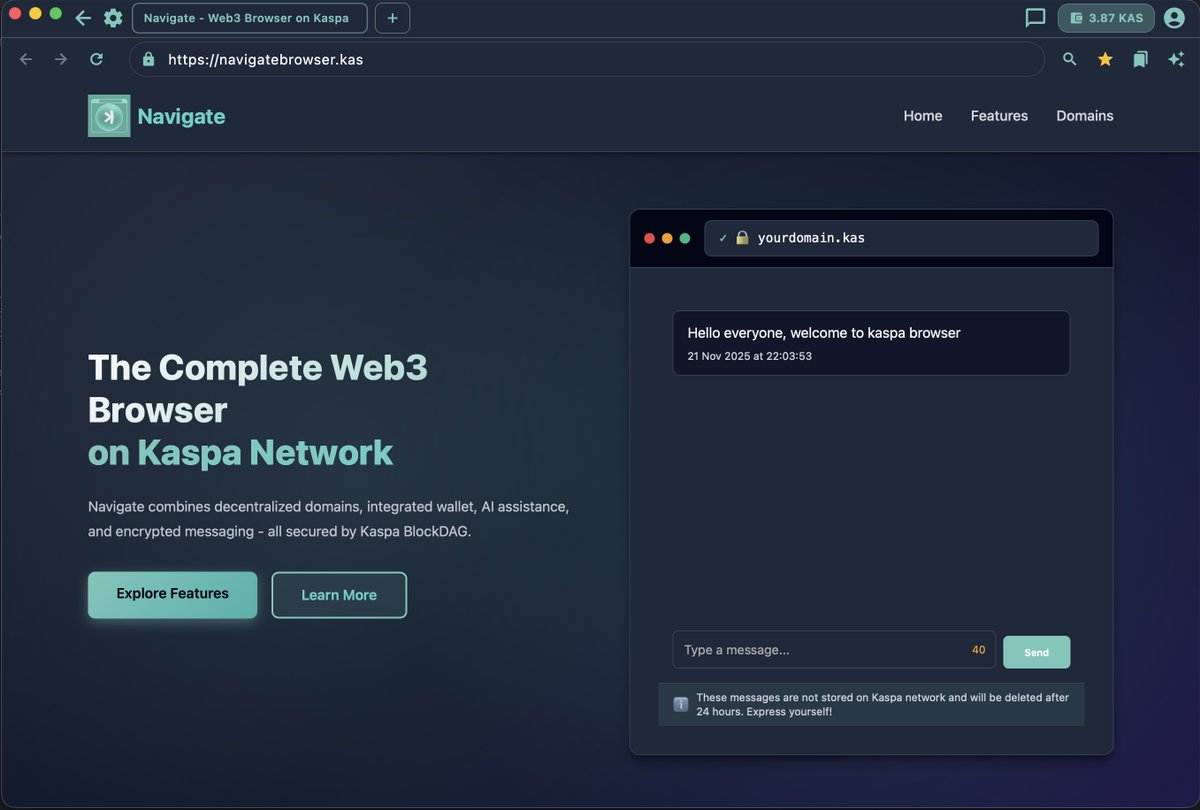 gptcrypto89's tweet image. Hello Kaspa Family $KAS

As Promised, A First &quot;Proof Of Concept&quot; Version of Kaspa browser is released.

github.com/gptcrypto89/na…

I need your feedback and testing!

More Features to be released incrementally.

#kaspa #internet #web3