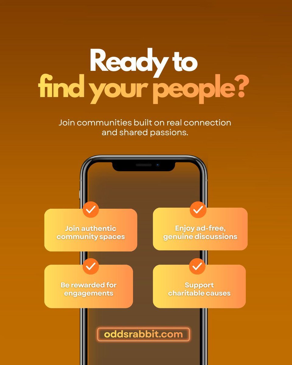 oddsrabbit's tweet image. Find your people on OddsRabbit — a community platform built for real conversations, genuine connections, and meaningful engagement. Start connecting with communities that actually feel like home. 🤝✨

Join now at OddsRabbit.com 

#OddsRabbit #CommunityPlatform