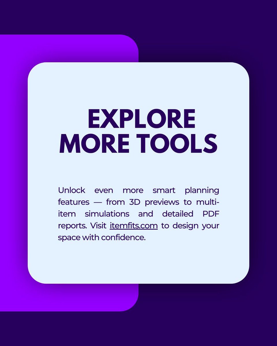 ItemFits's tweet image. Transform your home makeover with smarter planning. ✨ 

ItemFits helps you measure accurately, compare furniture styles, visualize room layouts, and plan multiple spaces — all before you buy anything.

🔗 Explore more at itemfits.com 

#SpacePlanning #HomeLayout