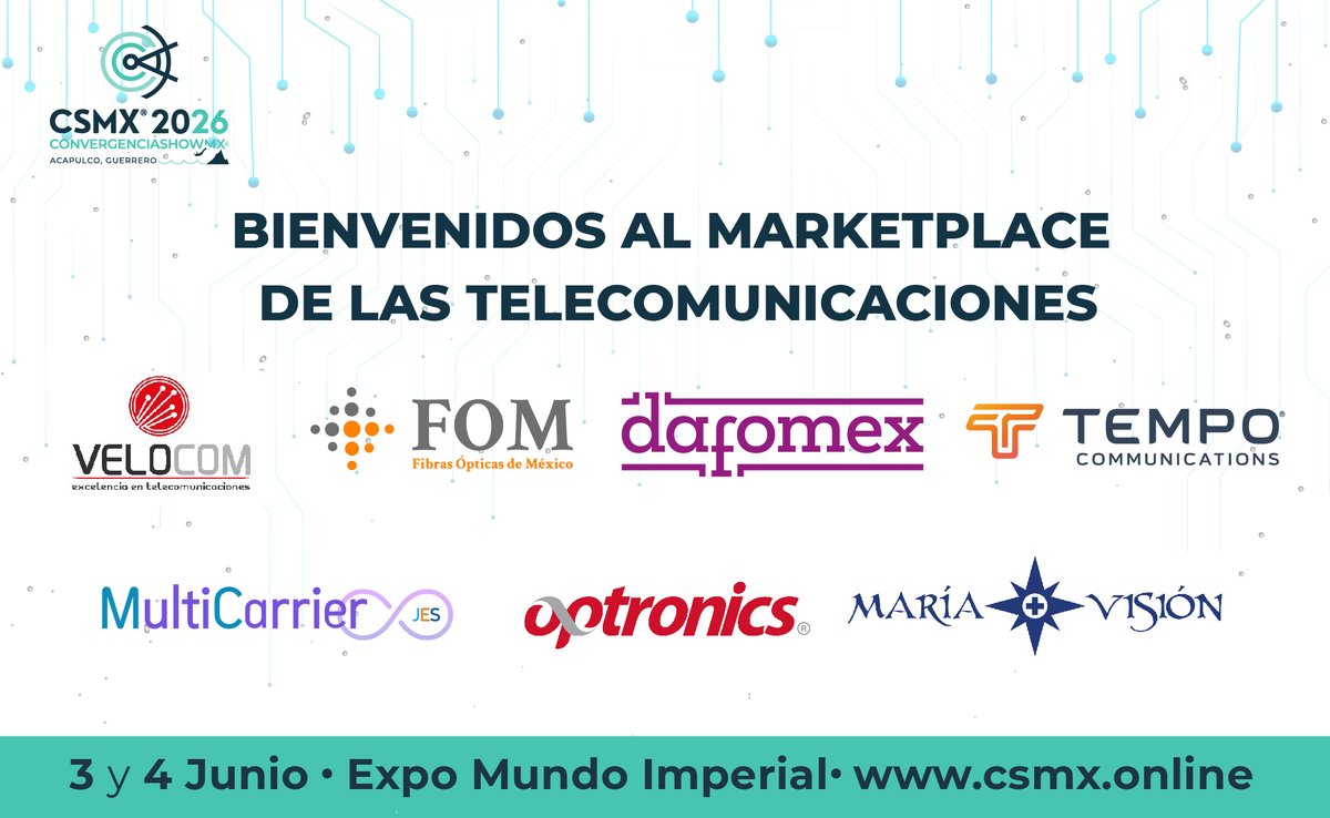 Damos la bienvenida a las empresas que confían en #CSMX2026 como el espacio ideal para fortalecer alianzas estratégicas y conectar con los principales actores del sector.

Más información: convergenciashow.com.mx
#TIC #Telecomunicaciones #Innovación #Empresas #Tecnología