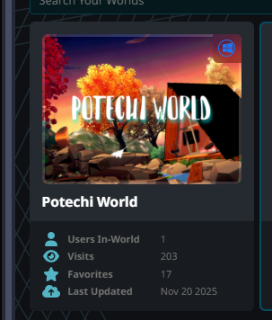 RobocoJesus's tweet image. Potechi world は今 Labs を出ました！！🙏 
皆さん、ありがとうございました。またここでくつろぎに戻ってきてくれたら嬉しいです。 🫶 
#VRChat_world紹介 #VRChat