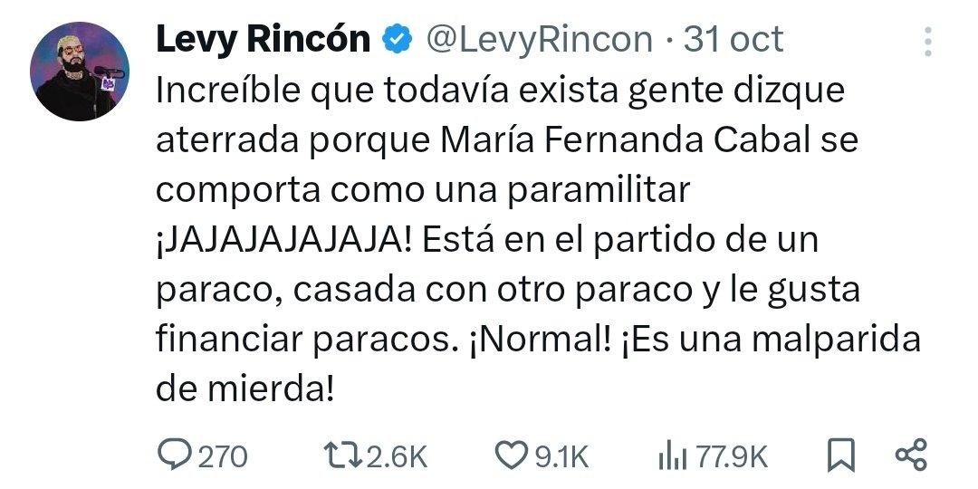 rafapachecop's tweet image. ¿ Y ya @MariaFdaCabal  vio la  forma tan amable de Como Levy Rincón se refiere ella y a su esposo @jflafaurie ?